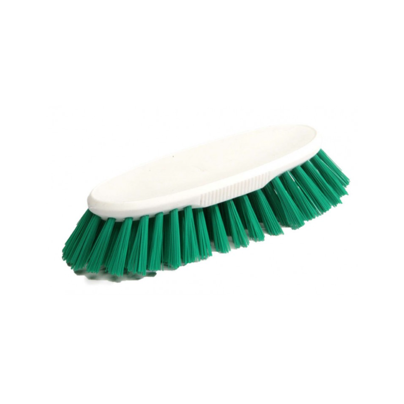 Brosse à main verte - Polyester mi-dur - Monture PP 19cm - Gamme alimentaire