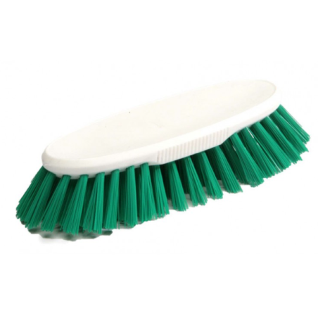 Brosse à main verte - Polyester mi-dur - Monture PP 19cm - Gamme alimentaire