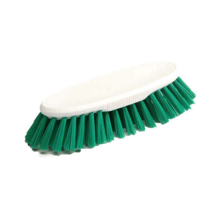 Brosse à main verte - Polyester mi-dur - Monture PP 19cm - Gamme alimentaire
