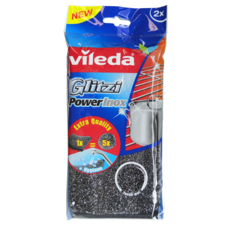 Glitzi power inox - Eponge double face en acier inoxydable - Sachet de 2