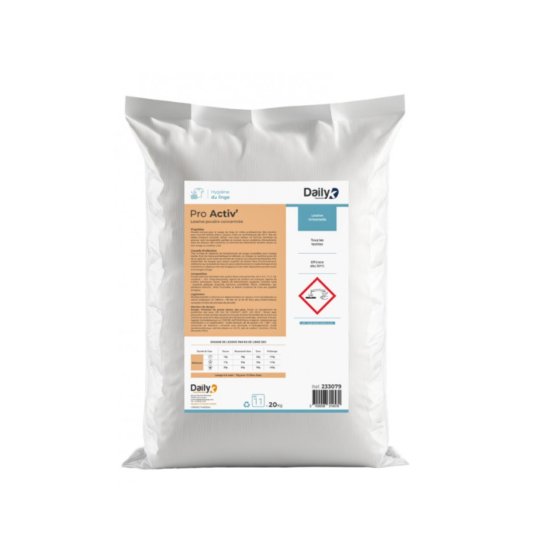 Pro activ' - Lessive poudre concentrée  - Sac de 20KG