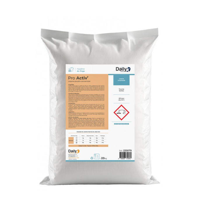 Pro activ' - Lessive poudre concentrée  - Sac de 20KG