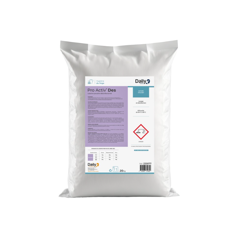 Pro activ' des - Lessive poudre désinfectante  - Sac de 20KG