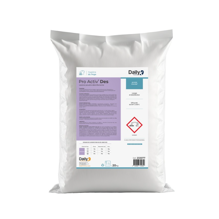 Pro activ' des - Lessive poudre désinfectante  - Sac de 20KG