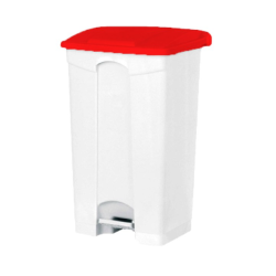 Poubelle à pédale - Couvercle couleur rouge - 50L