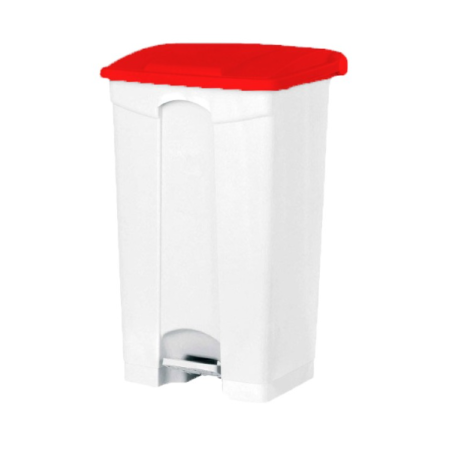 Poubelle à pédale - Couvercle couleur rouge - 50L