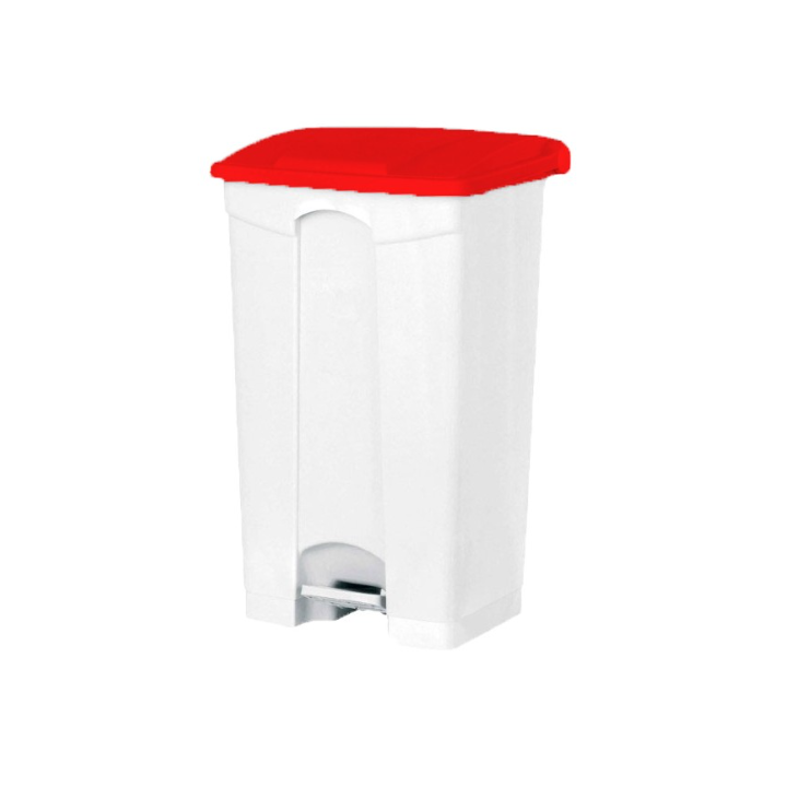 Poubelle à pédale - Couvercle couleur rouge - 50L
