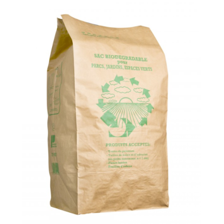 Sac papier kraft - Déchets verts  - 100L - Lot de 25