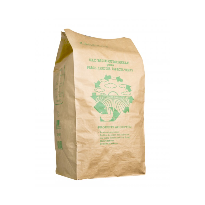 Sac papier kraft - Déchets verts  - 100L - Lot de 25