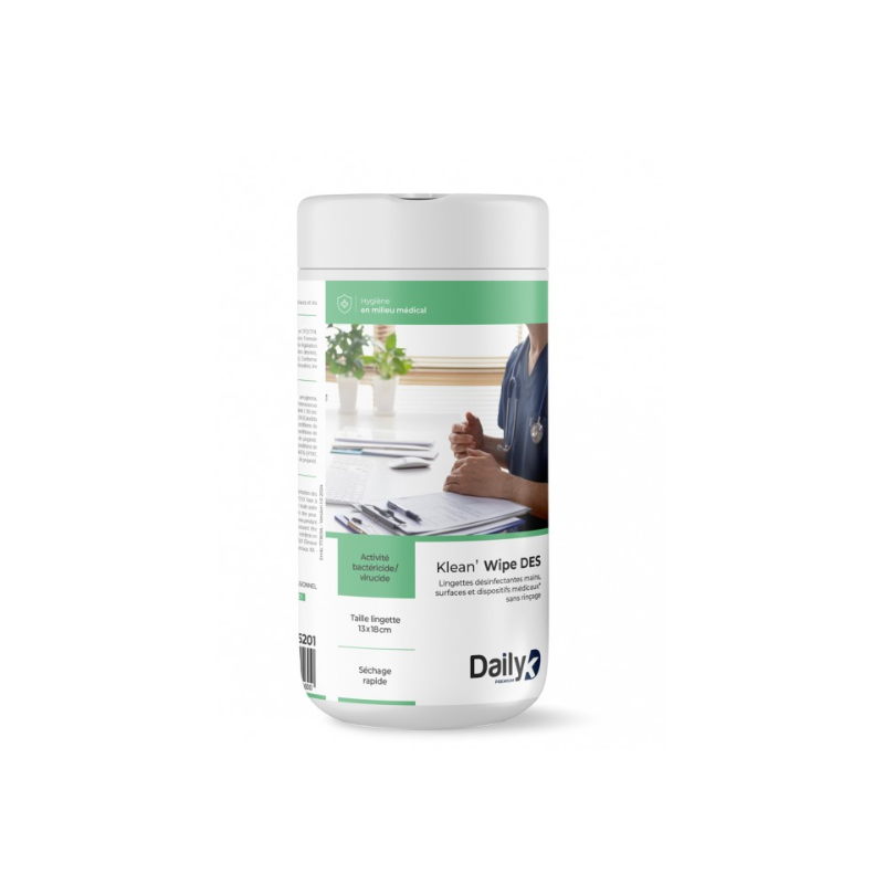 Klean' Wipe des - Lingettes désinfectantes - Boite de 100