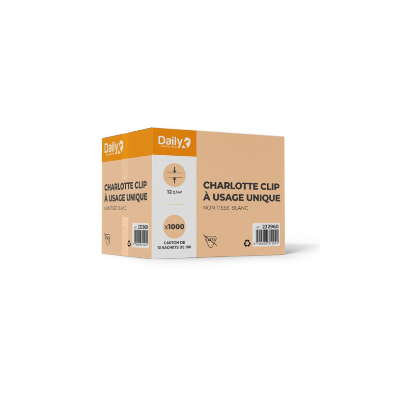 Charlotte clip - A usage unique - Carton de 1000