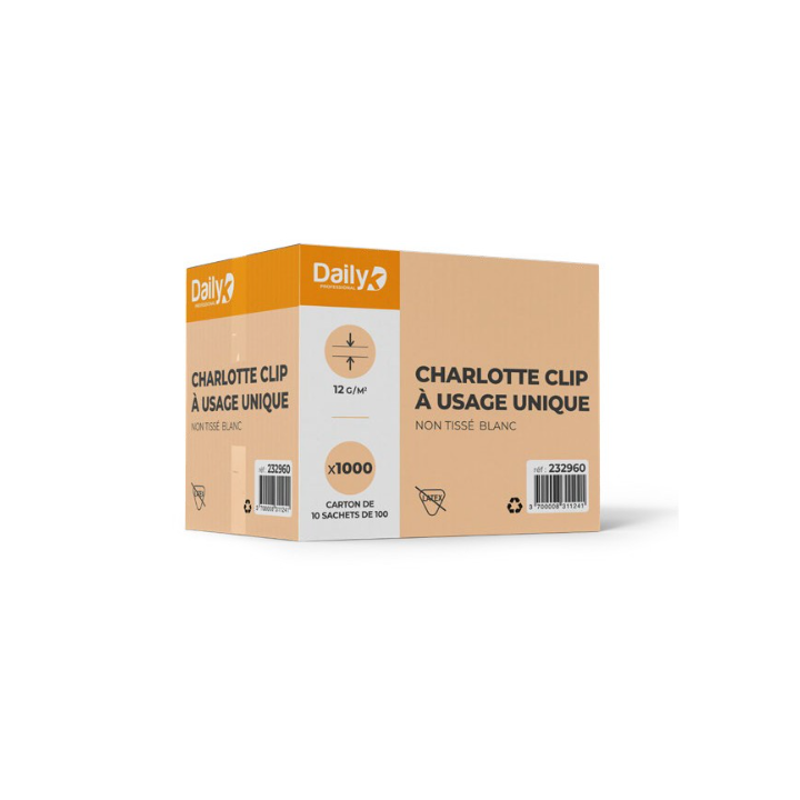 Charlotte clip - A usage unique - Carton de 1000