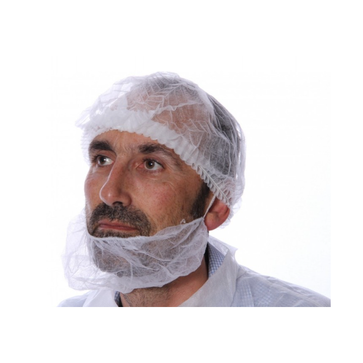 Cache barbe - Non tissé blanc - Carton de 1000