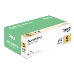 Gants vinyle - Non poudrés - Taille S - Boite de 100