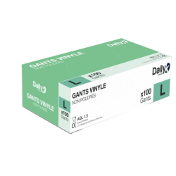 Gants vinyle - Non poudrés - Taille L - Boite de 100