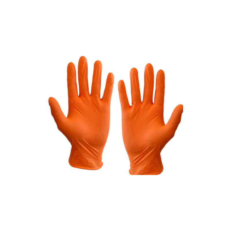 Gants Nitrile oranges - Non poudrés - Taille L - Boite de 100
