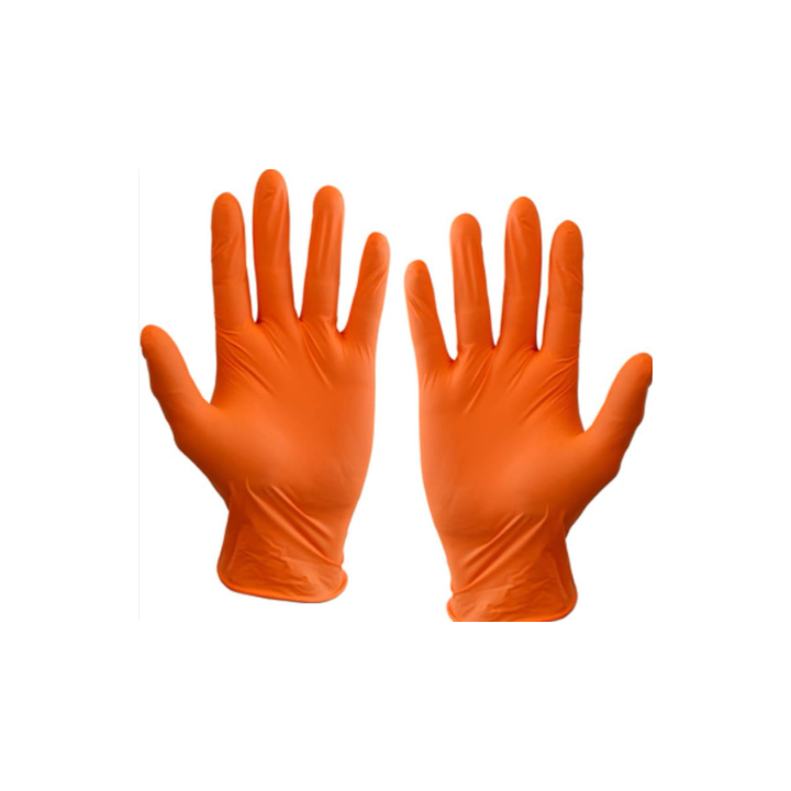 Gants Nitrile oranges - Non poudrés - Taille L - Boite de 100