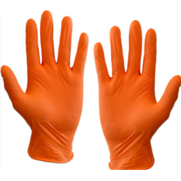 Gants Nitrile oranges - Non poudrés - Taille XL - Boite de 100