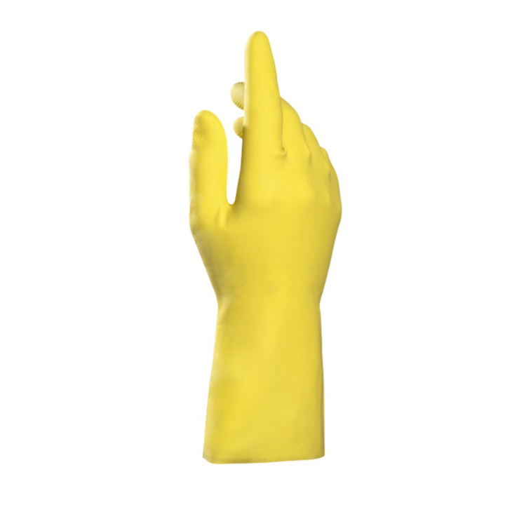 Vital 124 - Gants ménage latex jaune / Floqués coton - Taille 6  - 1 paire