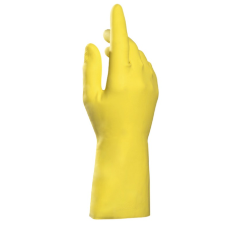 Vital 124 - Gants ménage latex jaune / Floqués coton - Taille 9  - 1 paire