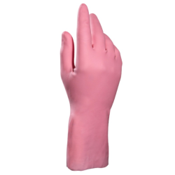 Vital 115 - Gants ménage latex rose / Floqués coton - Taille 8/9  - 1 paire