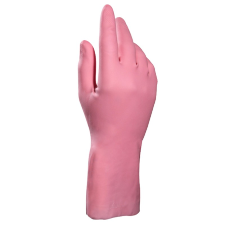 Vital 115 - Gants ménage latex rose / Floqués coton - Taille 9/10  - 1 paire