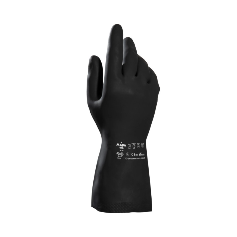 Alto 415 - Gants de ménage noir en néoprène / latex naturel - Taille 9  - 1 paire