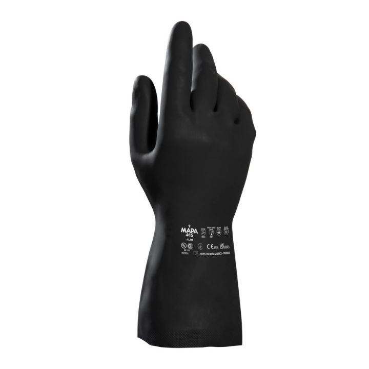 Alto 415 - Gants de ménage noir en néoprène / latex naturel - Taille 10  - 1 paire