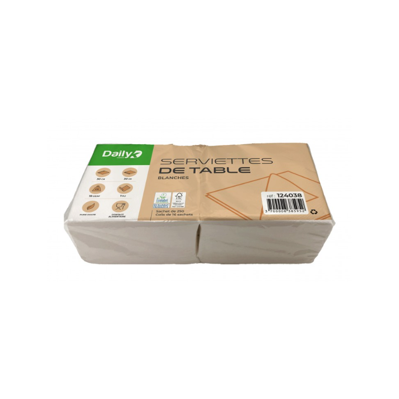 Serviette - Pure ouate blanche - Carton de 4000