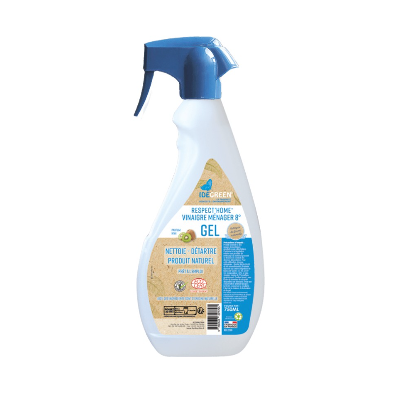 Respect'Home Vinaigre d'alcool 8° - Nettoyant détartrant multi-surfaces- Spray 750ml
