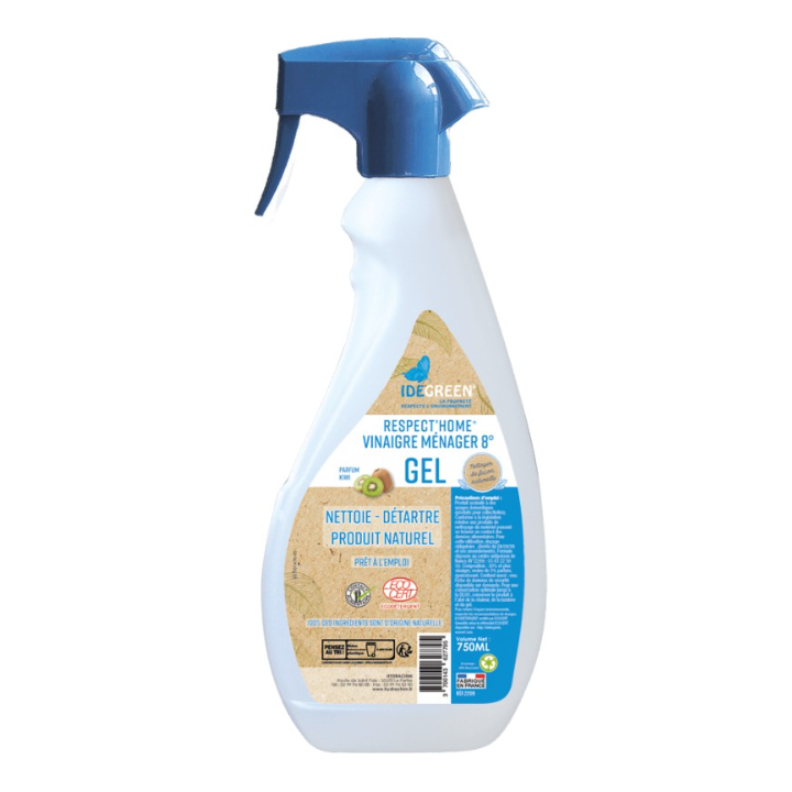 Respect'Home Vinaigre d'alcool 8° - Nettoyant détartrant multi-surfaces- Spray 750ml