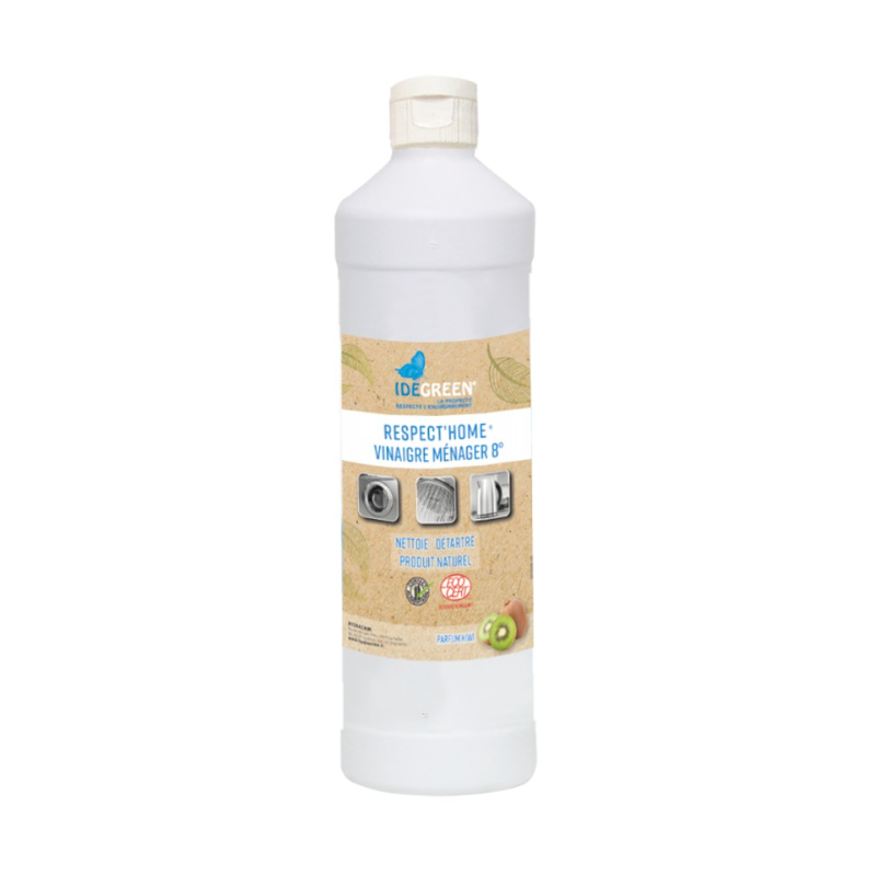 Respect'Home Vinaigre d'alcool 8° - Nettoyant détartrant multi-surfaces- Bidon 1L