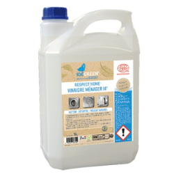 Respect'Home Vinaigre d'alcool 14° - Nettoyant détartrant multi-surfaces- Bidon 5L