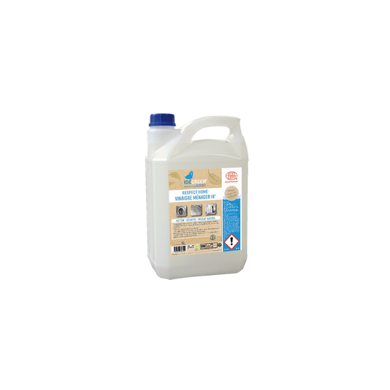 Respect'Home Vinaigre d'alcool 14° - Nettoyant détartrant multi-surfaces- Bidon 5L