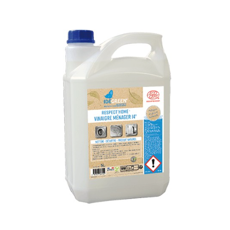 Respect'Home Vinaigre d'alcool 14° - Nettoyant détartrant multi-surfaces- Bidon 5L
