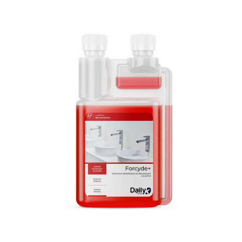 Forcyde+ 4 en 1 Dailyk - Détergent Détartrant Désodorisant - Bidon Doseur 1L