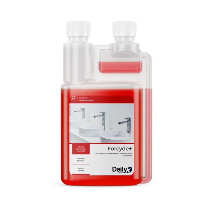 Forcyde+ 4 en 1 Dailyk - Détergent Détartrant Désodorisant - Bidon Doseur 1L