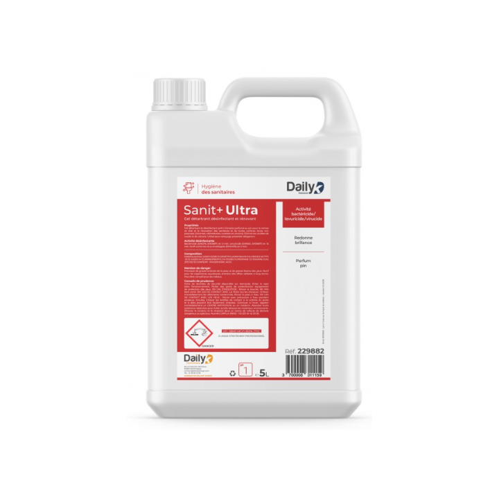 Sanit+Ultra - Gel détartrant Désinfectant et Rénovant - Bidon 5L