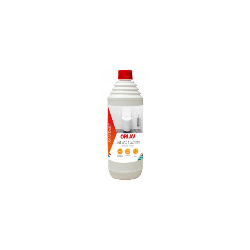 Gel WC 4 Actions ORLAV - Gel Détartrant Désinfectant - Flacon Accordéon 1L