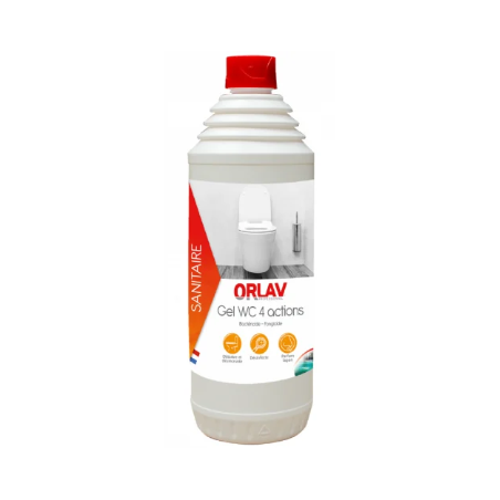 Gel WC 4 Actions ORLAV - Gel Détartrant Désinfectant - Flacon Accordéon 1L