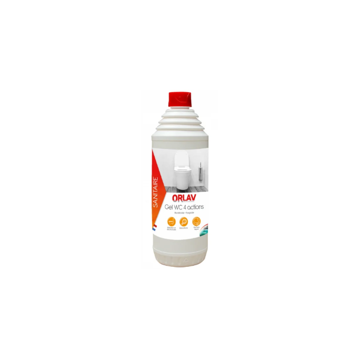 Gel WC 4 Actions ORLAV - Gel Détartrant Désinfectant - Flacon Accordéon 1L