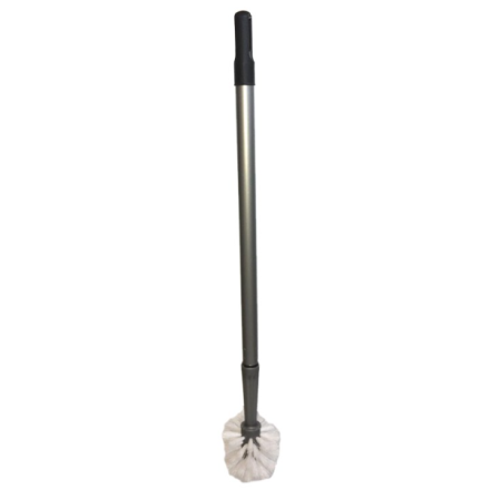 Brosse WC - Manche Long 65cm - Acier / Blanc