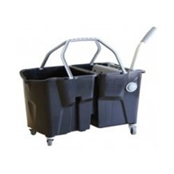 Chariot de lavage Bi Bac CLEVY / 2x15L Noir Avec presse