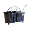 Chariot de lavage Bi Bac CLEVY / 2x15L Noir Avec presse